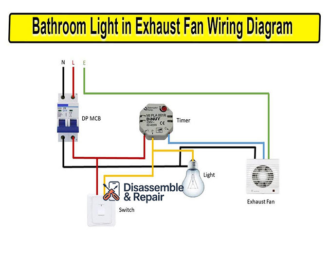 bathroom light in exhaust fan wiring diagram