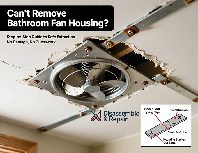 Can't remove bathroom fan housing? Easy DIY guide.