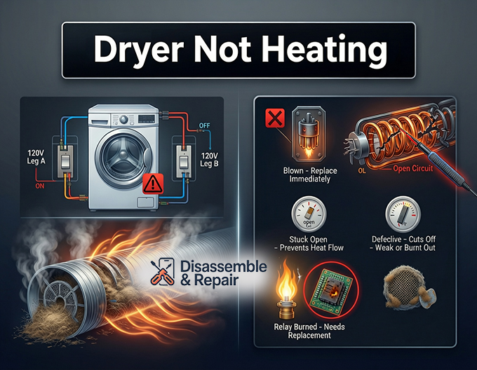 Dryer Not heating: 7 common causes and easy DIY fixes