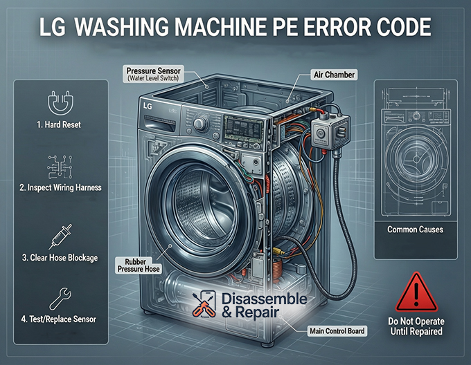 LG washing machine PE error code: Causes & Easy fixes