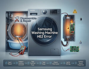 Samsung washing machine HE2 error: Causes and Easy Fixes