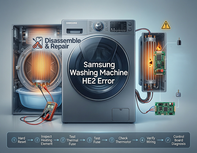 Samsung washing machine HE2 error: Causes and Easy Fixes