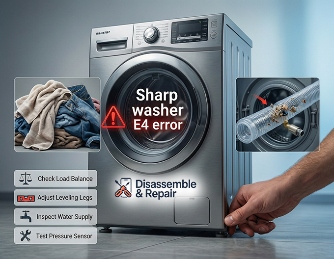 Sharp washer E4 error: Troubleshooting & Easy Fix Guide